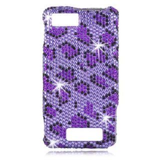 Talon Bling Phone Case for Motorola MB810 DROID X, MB870 DROID X2, and MB809 Milestone X   Leopard   Cellular South/Verizon   1 Pack   Case   Retail Packaging   Purple/Black Cell Phones & Accessories