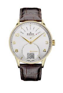 Edox Les Vauberts Silver Dial Brown Leather Mens Watch 34005 37JA ABD Edox Watches