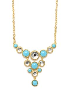 Turquoise & Faceted Crystal Bib Necklace by Kenneth Jay Lane