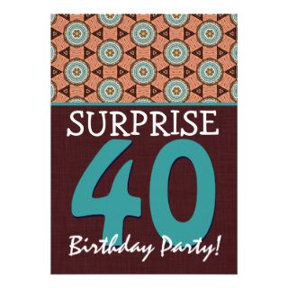 40th Surprise Birthday Aqua and Chocolate V2 Personalized Announcement