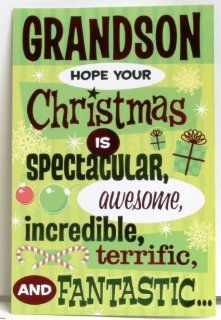 Christmas Cards for Young GrandSon Green Foil Pack of 4 American Greetings Health & Personal Care