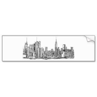 New York skyline ink Bumper Stickers