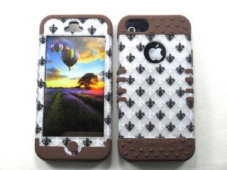 3 IN 1 HYBRID SILICONE COVER FOR APPLE IPHONE 5 HARD CASE SOFT BROWN RUBBER SKIN SAINTS FLEUR CF TE439 S KOOL KASE ROCKER CELL PHONE ACCESSORY EXCLUSIVE BY MANDMWIRELESS Cell Phones & Accessories
