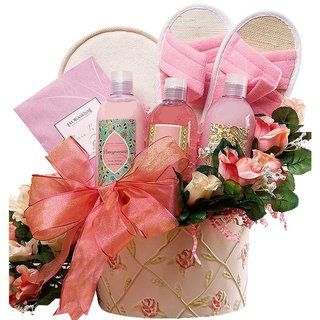 Perfectly Pampered Pink Spa Bath and Body Gift Basket Set Bath Gift Baskets
