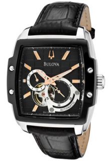 Bulova 98A118  Watches,Mens Mechanical/BVA Series 110 Automatic Black Textured Dial Black Leather, Casual Bulova Automatic Watches