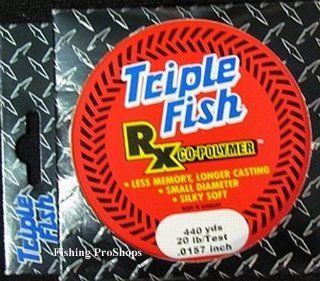 Triple Fish RX 20 lb. test Spinning Line   440 yds. Copolymer clear  Monofilament Fishing Line  Sports & Outdoors