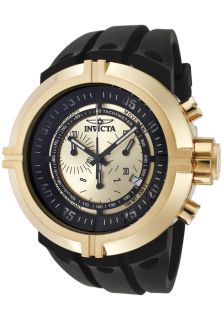 Invicta 0844  Watches,Mens Force Chronograph Gold Dial Black Polyurethane, Chronograph Invicta Quartz Watches