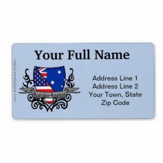 Australian American Shield Flag Shipping Labels