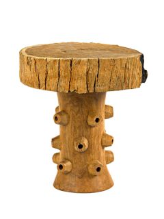 Hand Carved 24 Inch Bark Table by DK Living