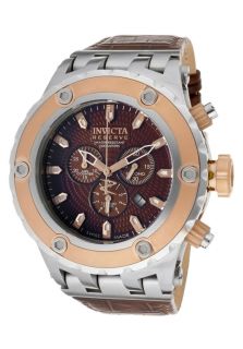 Invicta 10083  Watches,Mens Subaqua/Reserve Chronograph Brown Textured Dial Brown Genuine Leather, Chronograph Invicta Quartz Watches