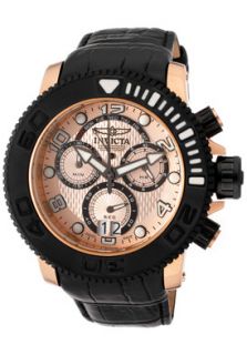 Invicta 11167  Watches,Mens Pro Diver/Sea Hunter Chronograph 18K Rose Gold Plated Dial  Black Genuine Calf Leather, Chronograph Invicta Quartz Watches