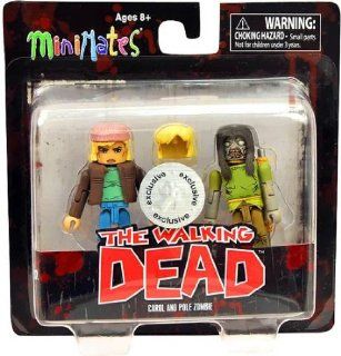 Walking Dead Minimates Series 3 Exclusive Mini FIgure 2 Pack Carol & Pole Zombie Toys & Games