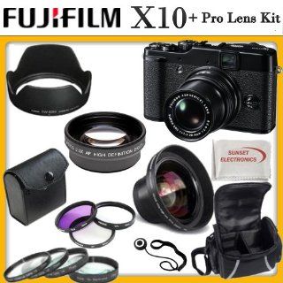 Fujifilm X10 Digital Camera Kit Includes Fujifilm X 10 Camera, Wide Angle Lens, Telephoto Lens, Filter Kit, Macro Lens Kit, Lens Hood and more Point And Shoot Digital Camera Bundles  Camera & Photo