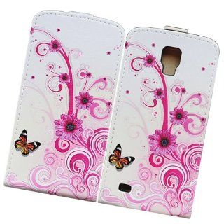 Fabcov Packing Purple Flower Butterfly Leather Cover Case for Samsung Galaxy S4 Active i9295 Cell Phones & Accessories