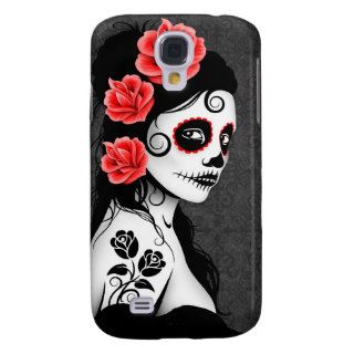 Day of the Dead Sugar Skull Girl   grey Galaxy S4 Covers