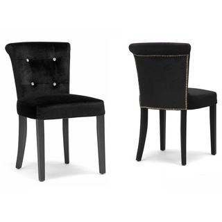 Baxton Studio Larouche Black Velveteen Modern Dining Chairs (Set of 2) Baxton Studio Dining Chairs