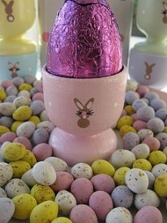 hand painted bunny egg cup by mollycupcakes