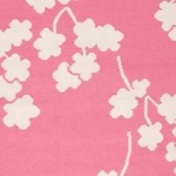 Jill Rosenwald Hand woven Pink Faller Wool Rug (3'6 x 5'6) Surya 3x5   4x6 Rugs