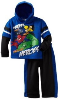 Marvel Boys 2 7 Toddler Heroes Awesome Trio 2 Piece Hoodie Set, Blue, 3T Clothing