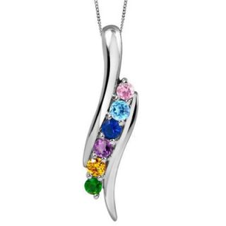 Mothers Birthstone Swirl Pendant in 10K White or Yellow Gold (3 6