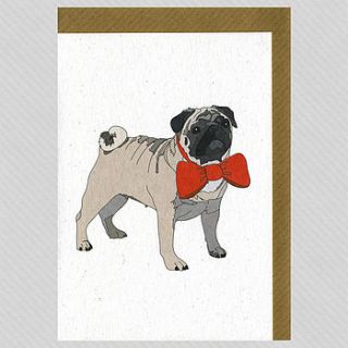 illustrated tan pug blank card by illustrated cards