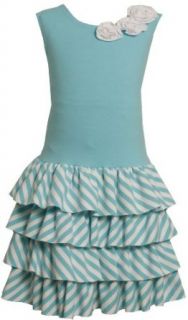 Bonnie Jean Girls 7 16 Drop Waist Knit Dress with Tiers, Blue, 8 Clothing