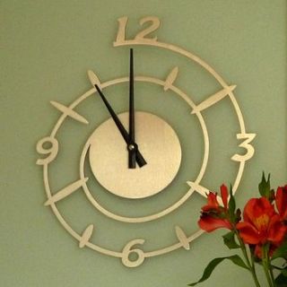 stainless steel spiral wall clock by housebling