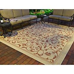 Indoor/ Outdoor Resorts Natural/ Terracotta Rug (7'10 Square) Safavieh Round/Oval/Square