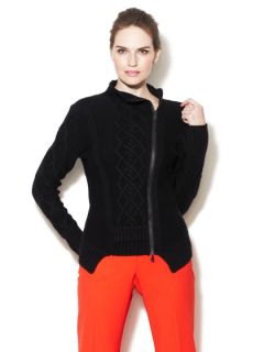 Cashmere Wool Asymmetrical Zipper Sweater by Magaschoni