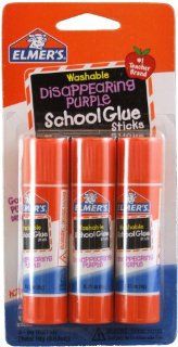 Elmer's Disappearing Purple School Glue Sticks, 0.21 oz Each, 3 Sticks per Pack (E520) 