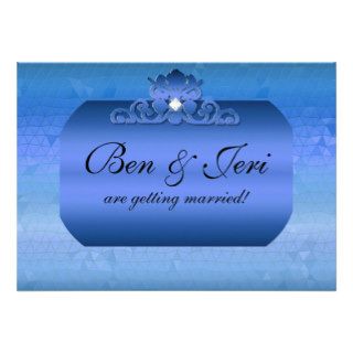 Blue Foil Wedding Invitation template