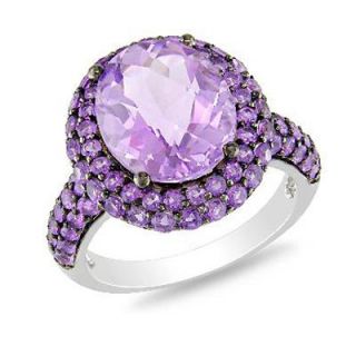 Oval Rose De France Amethyst and Purple Amethyst Frame Ring in