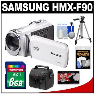 Samsung HMX F90 HD Digital Video Camcorder (White) with 8GB Card + Case + Tripod + Accessory Kit  Camera & Photo