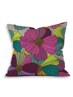 Juliana Curi Gray Flower Throw Pillow by DENY Designs