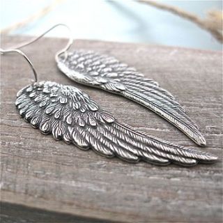 silver angel wing earrings by gama