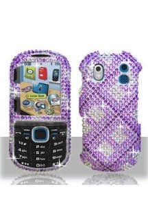 Samsung SCH U460 Intensity 2 Full Diamond Graphic Case   Purple Plaid Cell Phones & Accessories