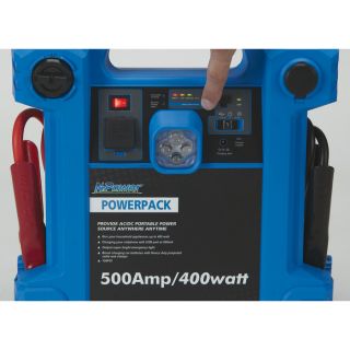 NPower Powerpack Emergency Power Source with Air Compressor — 500 Amps, 400 Watts  Jump Starters   Powerpacks
