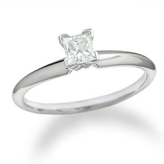 CT. Princess Cut Diamond Solitaire Engagement Ring in 14K White