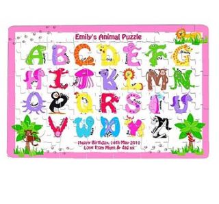 personalised alphabet jigsaw pink or blue by sleepyheads