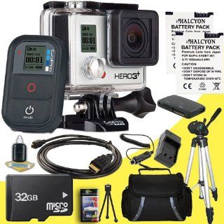 GoPro HERO3+ Black Edition + Two Replacement Lihtium Ion Batteries + External Charger with Car Charger Attachment + 32GB SDHC MicroSD Memory Card + 6ft Micro HDMI Cable + Full Sized Tripod + Deluxe Carrying Case + Card Reader DavisMAX Bundle  Camcorders 