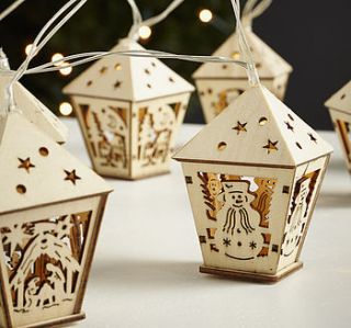 wooden house light garland by lime lace