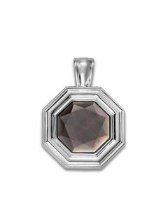 Octagon Silver & Black Mother Of Pearl Pendant by SLANE