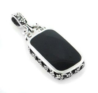 Sterling Silver Reversible Black Onyx and Mother of Pearl Slide Pendant Jewelry