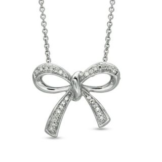 Diamond Accent Bow Pendant in Sterling Silver   Zales