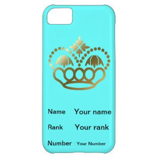 Crown with Name, Rank, Number    turquoise iPhone 5C Case