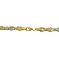 Fremada 14k Two tone Gold Crossover Rope Stampato Bracelet Fremada Gold Bracelets