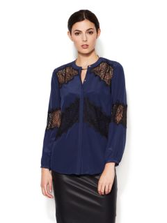 Silk Blouse with Semi Sheer Lace by The Letter