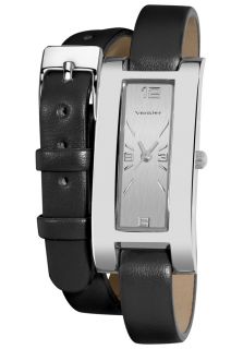Vernier VNR11105BK  Watches,Womens Silver Tone Fashion Black Double Wrap Strap, Casual Vernier Quartz Watches