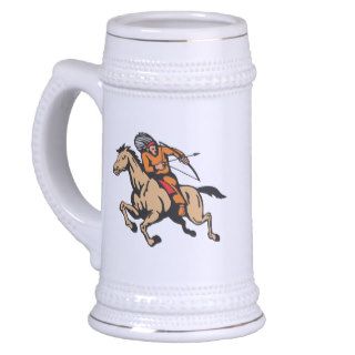 American Indian Riding Horse Bow And Arrow Mugs