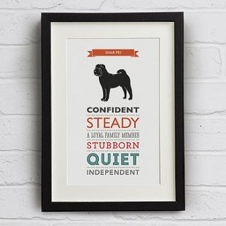 shar pei dog breed traits print by well bred design